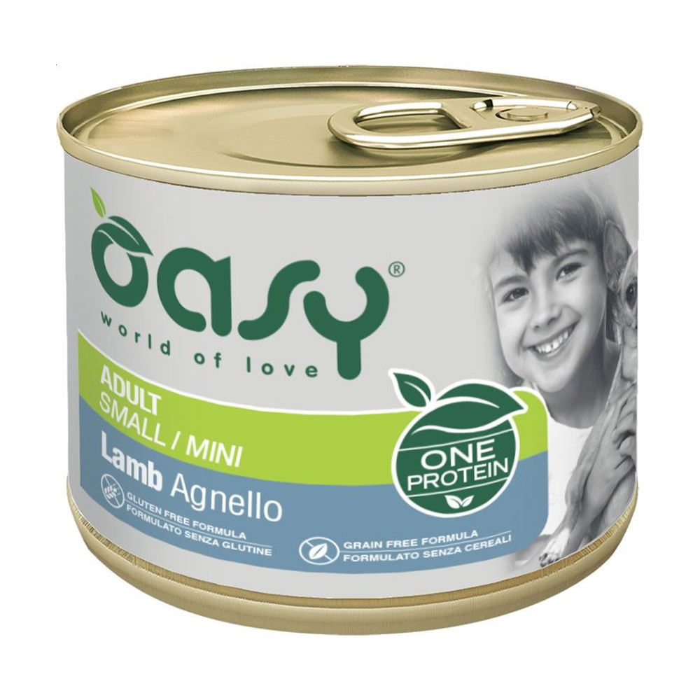 Вологий корм для дорослих собак малих порід Oasy One Animal Protein Adult Small/Mini з ягням, 200 г